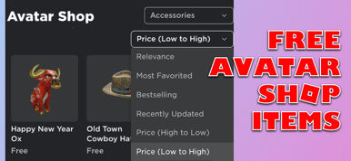 Free Avatar Shop items